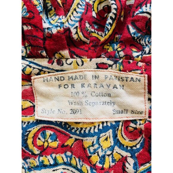 Vintage 1970s Karavan Hooded Tunic Top, Size Small, Made in Pakistan, Paisley Pr - Picture 3 of 9